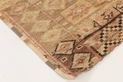 Moroccan Beige Brown Pink and Yellow Wool Rug Fragment Rug