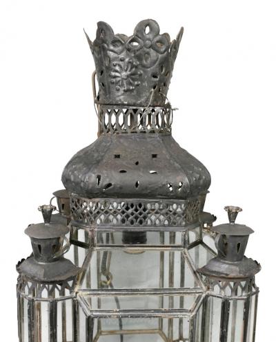 Moroccan Black Painted Tole Hall Lantern