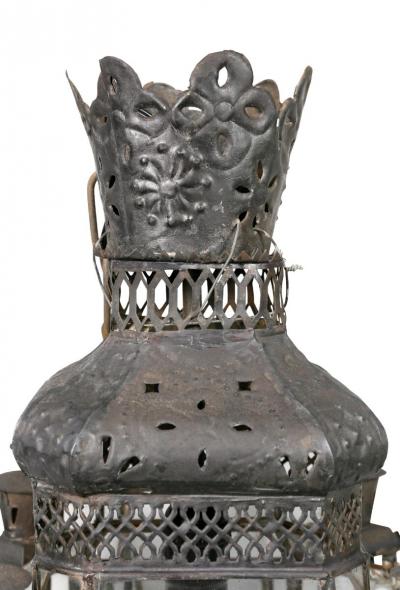 Moroccan Black Painted Tole Hall Lantern