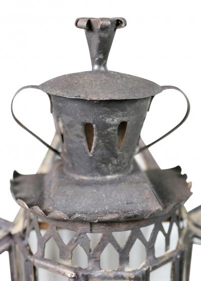 Moroccan Black Painted Tole Hall Lantern