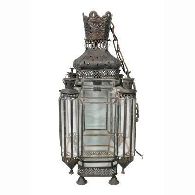 Moroccan Black Painted Tole Hall Lantern