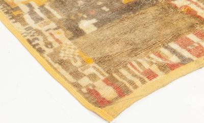 Moroccan Mocha Carmine Brown Gray Beige and Yellow Wool Rug