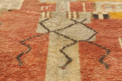 Moroccan Mocha Carmine Brown Gray Beige and Yellow Wool Rug