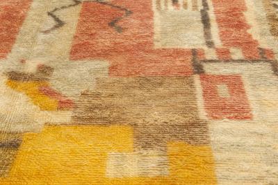 Moroccan Mocha Carmine Brown Gray Beige and Yellow Wool Rug