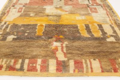 Moroccan Mocha Carmine Brown Gray Beige and Yellow Wool Rug