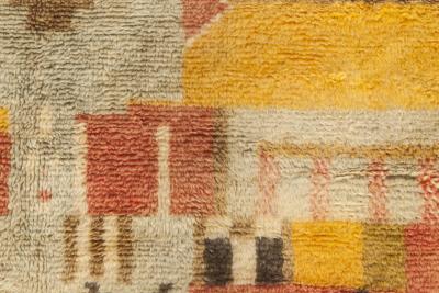 Moroccan Mocha Carmine Brown Gray Beige and Yellow Wool Rug