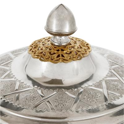 Moroccan gilt metal and silver plate Islamic style dish