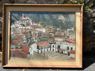 Morris Atkinson Blackburn MODERN VILLAGE PAINTING BY MORRIS ATKINSON BLACKBURN
