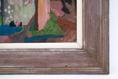 Morris M Shulman Framed 1940s Abstract Landscape Painting by Morris Shulman