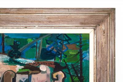 Morris M Shulman Framed 1940s Abstract Landscape Painting by Morris Shulman