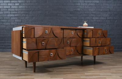Mosaic Brutalist Modern Walnut Dresser by Tobago