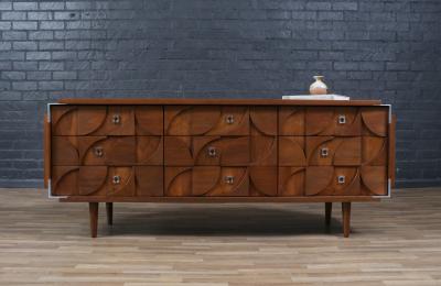 Mosaic Brutalist Modern Walnut Dresser by Tobago