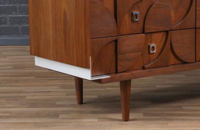 Mosaic Brutalist Modern Walnut Dresser by Tobago