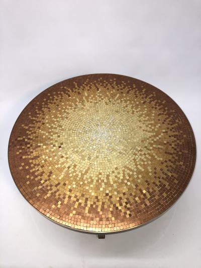 Mosaic side table Venetian glass tiles and bronze frame 