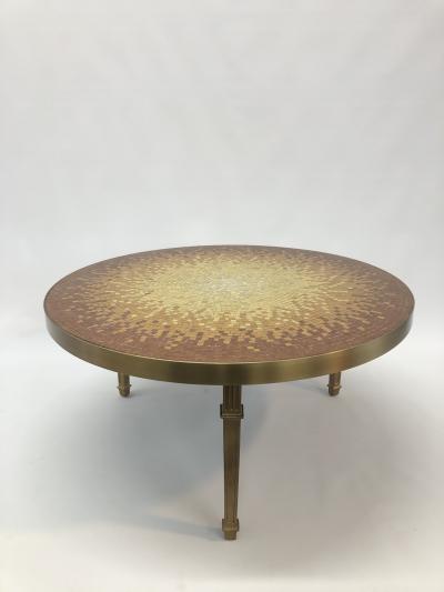 Mosaic side table Venetian glass tiles and bronze frame 