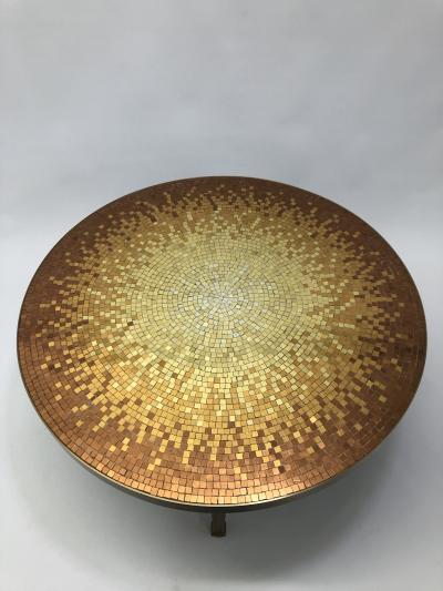 Mosaic side table Venetian glass tiles and bronze frame 