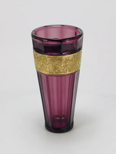 Moser Glassworks Ludwig Moser Art Deco Amethyst Crystal Glass Vase Fipop Series Karlsbad 1920s