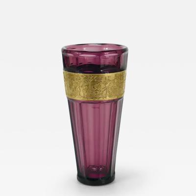Moser Glassworks Ludwig Moser Art Deco Amethyst Crystal Glass Vase Fipop Series Karlsbad 1920s