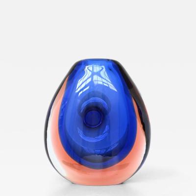 Moser Glassworks Vladimir Mika blue glass Unikat vase Atelier Ludwig Moser Czech 1969