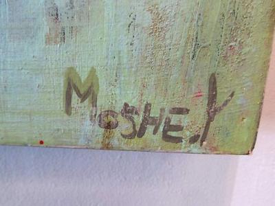 Moshe Y American Abstract Expressionist Mixed Media Panel Moshe Y