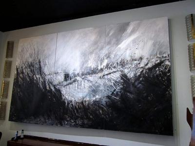 Moshe Y American Modern Abstract Expressionist Mixed Media Triptych Moshe Y