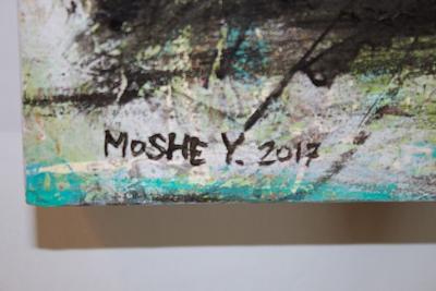 Moshe Y American Modern Abstract Mixed Media on Canvas Moshe Y