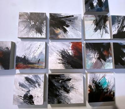 Moshe Y American Modern Abstract Mixed Media on Canvas Moshe Y
