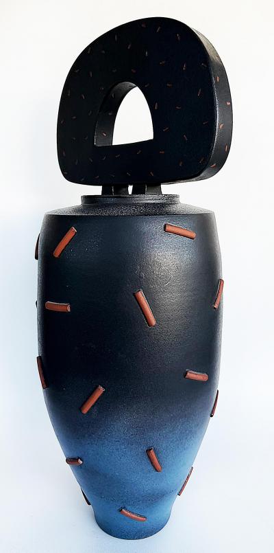 Mosuo Ojima Mosuo Ojima Monumental 1980s Postmodern Pottery Urn