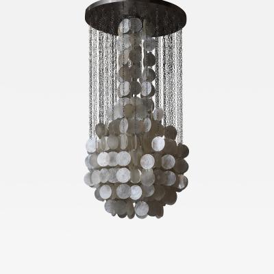 Mother of Pearl Chandelier with Aluminium ceiling plate and Metal Chains
