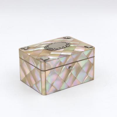 Mother of Pearl and Silver Whist Game Box English circa 1890