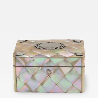 Mother of Pearl and Silver Whist Game Box English circa 1890