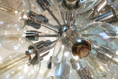 Motoko Ishii Pair of Sputnik chandeliers by M Ishii Staff Leuchten Germany circa 1970