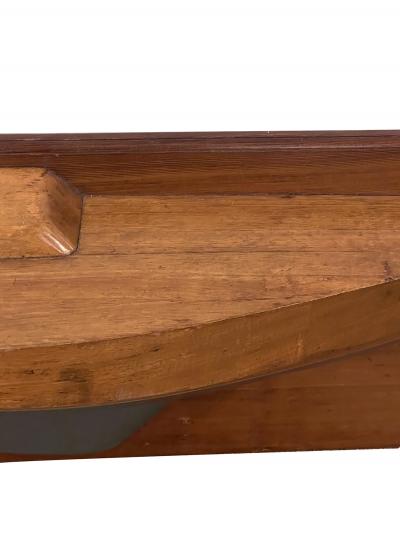 Mounted Half Hull Wooden Boat Builders Model of a Sloop