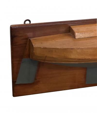 Mounted Half Hull Wooden Boat Builders Model of a Sloop