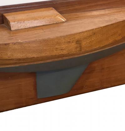 Mounted Half Hull Wooden Boat Builders Model of a Sloop