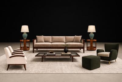 Moveis Fatima Sofa in Brazilian Rosewood and Warm Taupe Mohair F tima 1960s
