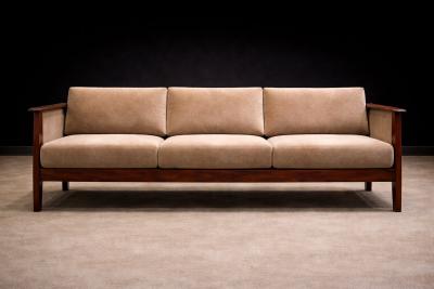 Moveis Fatima Sofa in Brazilian Rosewood and Warm Taupe Mohair F tima 1960s