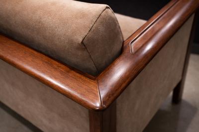 Moveis Fatima Sofa in Brazilian Rosewood and Warm Taupe Mohair F tima 1960s