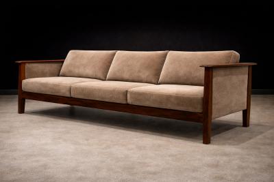 Moveis Fatima Sofa in Brazilian Rosewood and Warm Taupe Mohair F tima 1960s