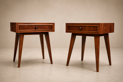Moveis Teperman Brazilian Modern Pair of Imbuia Wood Nightstands by Teperman Brazil 1950s