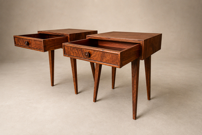 Moveis Teperman Brazilian Modern Pair of Imbuia Wood Nightstands by Teperman Brazil 1950s