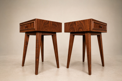 Moveis Teperman Brazilian Modern Pair of Imbuia Wood Nightstands by Teperman Brazil 1950s