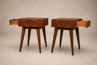 Moveis Teperman Brazilian Modern Pair of Imbuia Wood Nightstands by Teperman Brazil 1950s
