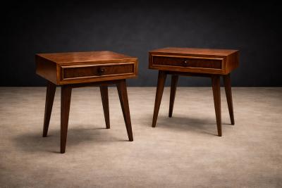 Moveis Teperman Brazilian Modern Pair of Imbuia wood Nightstands by Teperman Brazil