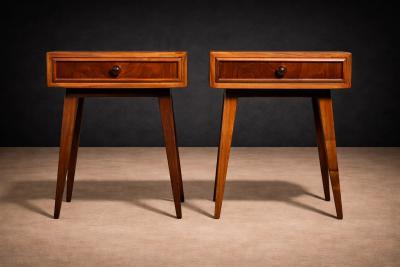 Moveis Teperman Brazilian Modern Pair of Imbuia wood Nightstands by Teperman Brazil