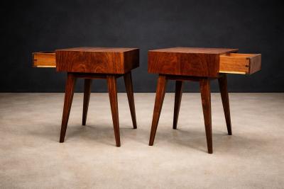 Moveis Teperman Brazilian Modern Pair of Imbuia wood Nightstands by Teperman Brazil