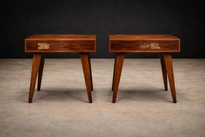 Moveis Teperman Brazilian Modern Pair of Imbuia wood Nightstands by Teperman Brazil