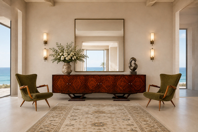 Moveis Teperman Rosewood Credenza with Geometric Veneer Work by M veis Teperman