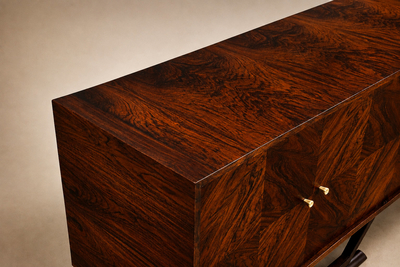 Moveis Teperman Rosewood Credenza with Geometric Veneer Work by M veis Teperman