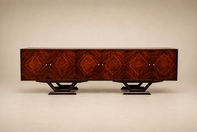 Moveis Teperman Rosewood Credenza with Geometric Veneer Work by M veis Teperman